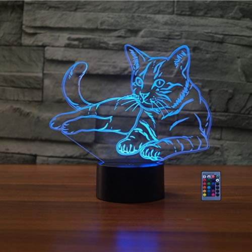 HPBN8 Ltd 3D Katze Illusions LED Lampen 7/16 Farbwechsel Fernbedienung Berühren Nachttisch Schreibtisch-Nacht licht USB-Kabel für Kinder Schlafzimmer Geburtstagsgeschenke Geschenk