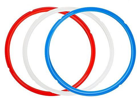 Silikon-Dichtungsring für Schnellkochtopf für Instant Pot IP-DUO60, IP-LUX60, IP-DUO50 4 5 oder 6 7 8 Quart BPA-frei (7/8 qt, weiß + rot + blau)