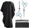 FRCOLOR Haarschere Set, Edelstahl Haarschneide Scheren Haar Effilierschere mit Barber Cape, friseurschere set haarschere für Männer Frauen Kinder