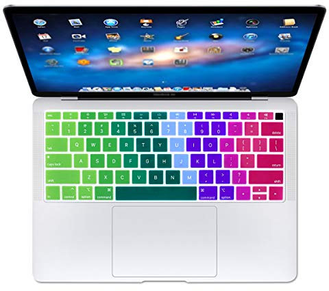 Se7enline compatible with MacBook Air 13 inch Keyboard Cover Soft Silicone Protector 2023 2022 2021 2020 2019 2018 for Mac Air 13 Inch Model A1932 with Retina Display Soft-Touch Keyboard Skin,Rainbow
