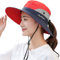 Fueerton Femme Pliable Chapeau de Soleil Réglable Coton Large Bord Visière Eté Plage Voyage UPF UV (Rouge)