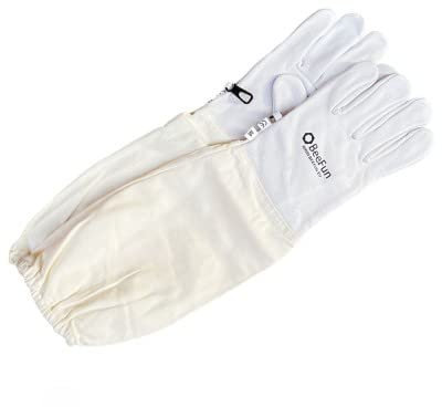 Imkerhandschuhe Leder & Baumwolle weiß - BeeFun®: M