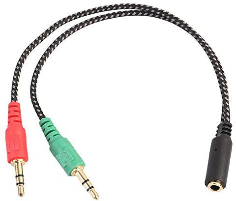 Gaoominy Splitter per Cuffie per Computer, Adattatore per Auricolari per PC Audio e Microfono, 3,5 mm Femmina a Doppio 3,5 mm Maschio