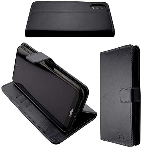 caseroxx Bookstyle Handytasche für Neffos C9 Max in schwarz – Klapphülle aus Kunstleder mit Kreditkartenfächern, Magnetverschluss, Standfunktion & Rundumschutz für Display und Gehäuse