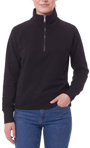 Mivaro Damen Troyer Pullover Reißverschluss Stehkragen Fleecefutter S-XXL | 70 % Baumwolle mit 30 % Polyester, Grau meliert 60/40, Fleecefutter, Stehkragen, elastische Bündchen, Regular Fit