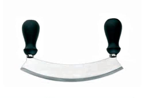 Tredoni Hachoir Couteau Mezzaluna 26cm Coupe-Trancheuse, Hachoir Rond de Lune -Acier Inoxydable Italien