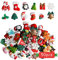 Kalolary Weihnachten Miniatur Ornamente, 50 Stück Harz Figuren Mini Weihnachtendeko, Santa Schneemann Baum Glocke Dekoration für Craft Making, DIY Scrapbook Zubehör Weihnachtsschmuck zum Bastel