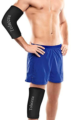 Kühlpads für Ellenbogen- und Knie Verletzungen | Tolaccea Flexibler Kühlakku Gel für Knie, Ellenbogen, Knöchel, Wade, Arm, Oberschenkel, Kniesehne | Sofortige Schmerzlinderung (Schwarz, M)