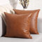 Yaertun 2er Set aus Kunstleder Kissenbezug, Sofakissen Dekorative Kissenhülle Quadratisch Überwurf Kissenbezüge Kissen für Sofa Schlafzimmer 24x24, 60 x 60 cm,Braun