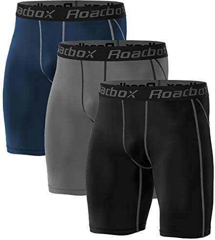 Roadbox Compression Shorts Mens 3 Pack, Sports Underwear Quick-Drying Base Layer Shorts for Running, Gym,Cycling, Rugby Blue