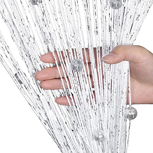 1PCS String Drop Curtain Dekorative Glitter String Room Partition String Vorhänge Teilertür Fenster Panel Bildschirm 90 X 200cm Kristallperlen String Quaste Perlen Vorhang Weiß Windows Home Decor…