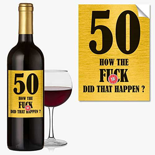 Close to the Bone #1054 50th Birthday Rude, Funny Wine Bottle Label