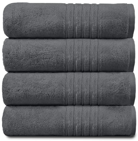 GC GAVENO CAVAILIA 450 GSM Hand Jumbo Sheet, 100% Egyptian Cotton, Charcoal, Pack of 4 Bath Towel