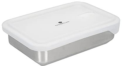 MasterClass Recipiente Todo en Uno de Acero Inoxidable con Tapa y Antiadherente sin PTFE, PFOA ni BPA, Apto para Horno, Congelador y Microondas - 1,3 L, Plata