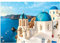 WallArena Fototapete Meer Griechenland Santorini Landschaft Modern Wohnzimmer Schlafzimmer Wandtapete Vlies Tapete UV-Beständig Montagefertig (368x254 cm - 4 Bahnen)