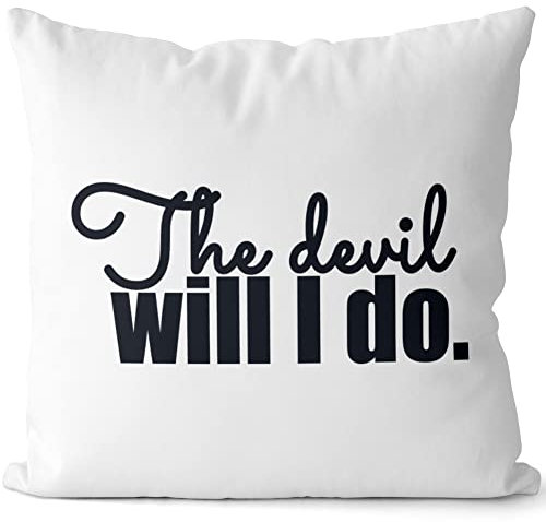 JUNIWORDS Kissen, The Devil will I do, Weiß-Rosa, 2-farbig (1004336)
