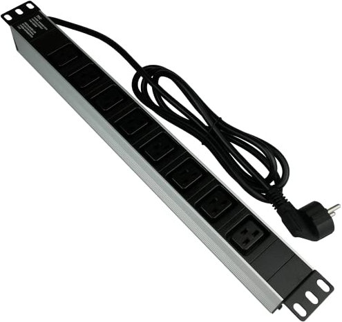AIXONTEC 19“ PDU 1 HE Steckdosenleiste Rack Einbau Server Netzwerkschrank 8 x C19 Buchse Steckerleiste mit 2 Meter Kabel Schukostecker VDE CE ROHS 16A 250 V Power Distribution Unit