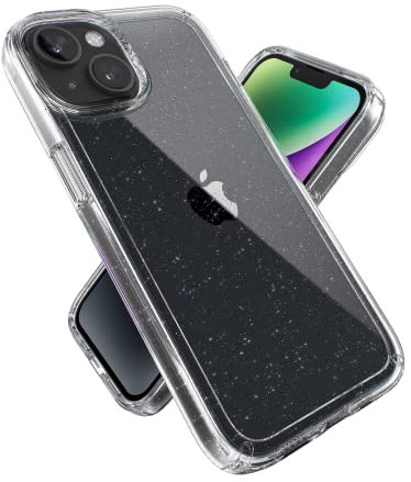 Speck Products Gemshell Glitter iPhone 14 Case, Clear/Clear W/Platinum Glitter