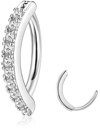 JeryWe 14G Bauchnabelpiercing Ring für Frauen Edelstahl CZ Opal Liebe Herzform Körperschmuck Clicker Piercing Bauchnabel Zirkonia-Silber 10 mm