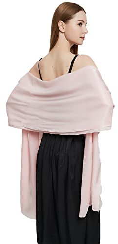 chuangminghangqi Donna Stola in raso lucido scialle da sposa sciarpa per sposa - Wrap Foulard per sera cerimonie feste cocktail Bridemaids Promo Beach, Rosa, 220cm*70cm