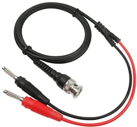 P1009 BNC to Dual 4MM Stackable Banana Plug Lead Probe BNC Cable for Oscilloscope Signal Generator 120CM