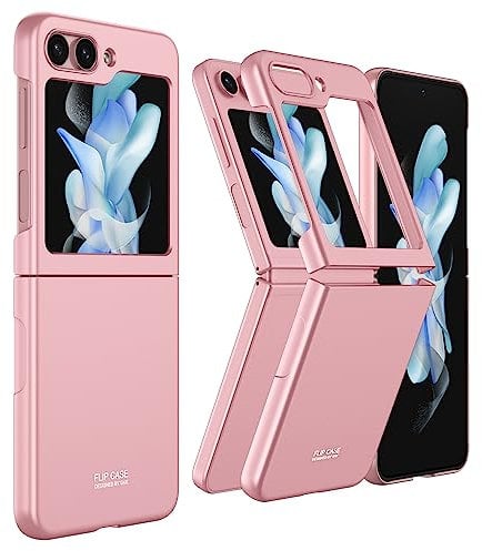FTRONGRT Cover per Samsung Galaxy Z Flip 5, Ultra Sottile, Antiscivolo AntiGraffio Hard PC Custodia per Samsung Galaxy Z Flip 5-Dolce Rosa