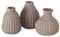 Deko Vase im 3er Set aus Keramik Mattes Design mit Rillen Höhe 12 cm Blumenvase Tischdekoration - Grau