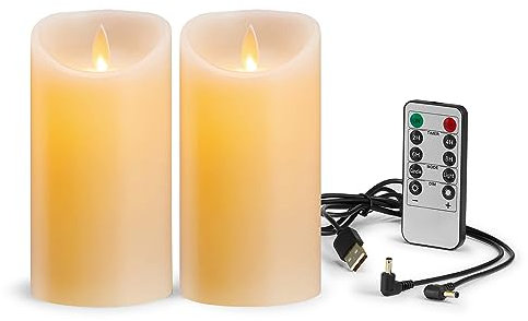 Koelaa 2 Stück Wiederaufladbare LED Kerzen Mit Fernbedienung Und Timer - Flammenlose Flackernde Kerzen Für Party, Zimmer, Halloween, Weihnachtsdekoration - 7.5 * 12.5cm