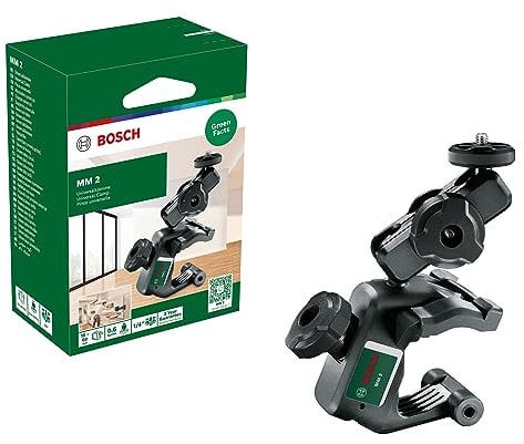 Bosch Home and Garden Multisoporte MM 2 (margen de sujeción 10-60 mm, ajuste altura 40-95 mm, posicionamiento rápido y flexible láseres líneas cruzadas, en caja cartón)