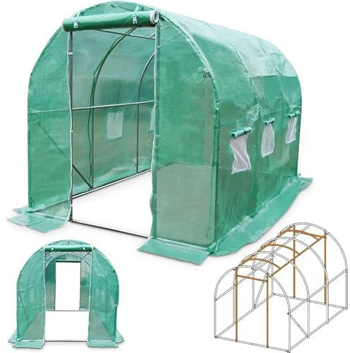 BB Loisir Serre Tunnel de Jardin 2x3m en Aluminium Stable Serre ancrage au Sol avec Porte et fenêtres enroulables pour Jardin