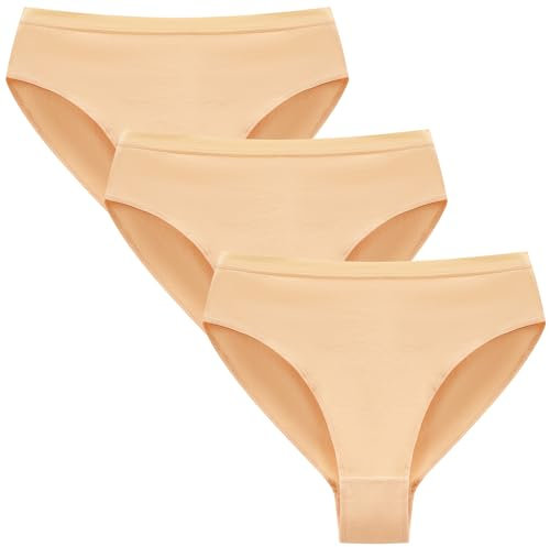 Adorel Mädchen Ballett Slips Baumwolle Tanz Unterhosen Unterwäsche 3er-Pack Hautfarbe 134-140 (Herstellergröße 140)