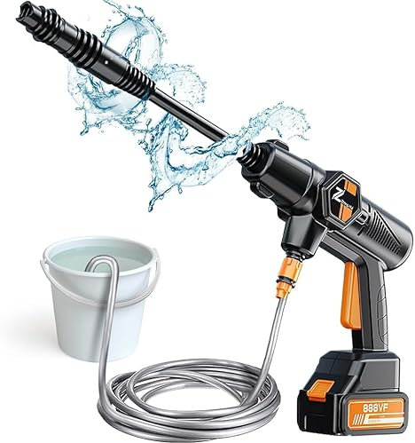 Limpiador de alta presión inalámbrico, pistola de lavado de coche eléctrica de alta presión, 100 bares, con batería y cargador de 3,0 Ah, espuma de lavado de coche portátil, pulverizador de jardín