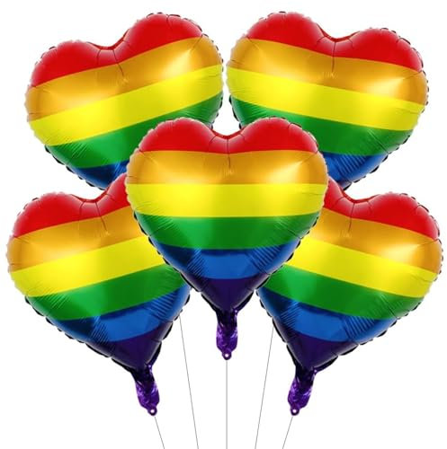 ALEGRE® Lgbtq Regenbogen Luftballons Herz,12 Stk Rainbow Herz Luftballon Helium,Pride Deko Herz Ballon,Lesbian Regenbogen Deko Herzluftballons,Herz Folienballon für Geburtstag Hochzeit Gay Party Deko