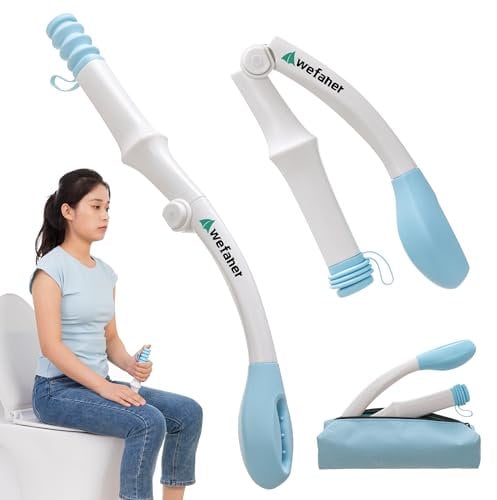Wefaner Foldable Toilet Aid, 15.6“ Long Comfort Wipe Wand Bottom Buddy Toilet Self Tissue Aids for Toileting, Self Help Wipe Butt for Fat People Limited Mobility,Elderly, Pregnancy