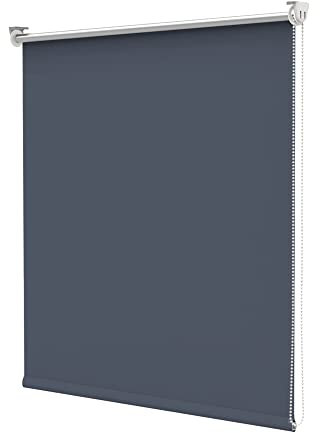 Deswell Verdunkelungsrollo Klemmfix ohne Bohren & mit Bohren Dunkelblau B60 x H170 cm(Stoffbreite 55cm) Thermorollo Sichtschutz Sonnenschutz, Klemmrollo Wandmontage Seitenzugrollo für Fenster