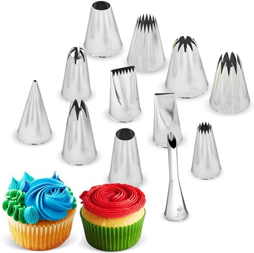 CukkiCakes Set di 12 Beccucci Professionali per Sac à Poche – Decorazione e Preparazione – Made in South Korea