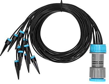 Accesorios para sistemas de riego por goteo de jardín Manguera de 50 cm 4 cabezales Gota de agua azul curvada Flecha Kit de lanzador de riego por goteo Bonsai Flor Planta Gotero