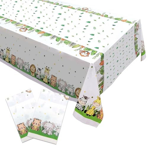 FIHODONE 3 Stück Tischdecke Kindergeburtstag 274 X 137 CM, Tischdecke Geburtstag, Wild One Geburtstag Deko, Geburtstag Tischdecke, Dschungel Geburtstag Dekoration Rechteckig für Kindergeburtstag Party