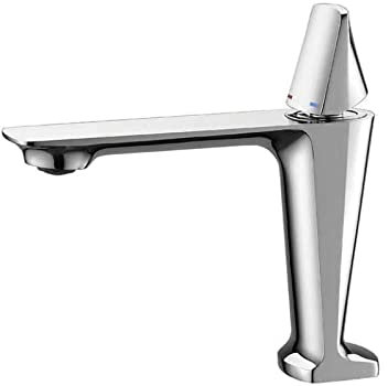 Moderner Einhand-Waschtischarmatur, breiter, praktischer Wassertank-Wasserhahn mit einem Loch, Messingstruktur, Handwaschbecken-Wasserhahn, Chrom