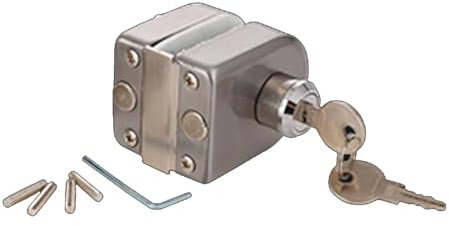 Glastür-Riegelschloss mit Schlüssel und Schrauben-Set Durchgangstür-Riegelschloss für Zuhause, Büro(Einzeltürschloss mit Knauf)