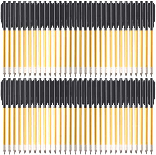 WANVZMR 6,3Aluminium Pistole Armbrust Bolzen Pfeile mit Stahlspitzen Jagdpfeile für 50 lb/80lb Pistolenarmbrust Präzisionsziel kleine Jagd Bogenschießen Mini Armbrustpfeile 12/36/60Pack (60stk gold)
