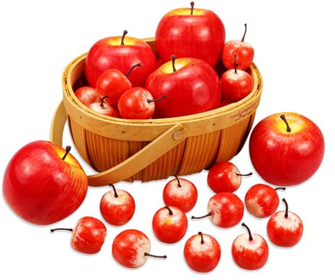 Lorigun 30 Pcs künstliche rote Äpfel, gefälschte Früchte Äpfel Dekorationen Weihnachten, Party, Haus, Küche Dekor