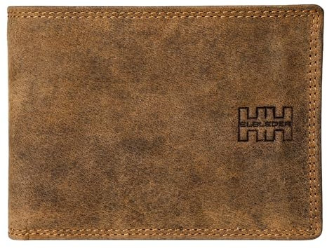 Elbleder Geldbörse Herren Leder mit Münzfach | Braun Vintage | RFID-Schutz | Portemonnaie Echtleder | Geldbeutel Business für 10 Karten | Design Wallet Polo 105 VBR