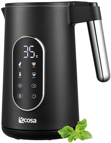 Wasserkocher Edelstahl mit Temperatureinstellung (40°C-100°C) 1,7 Liter Teekocher Warmhaltefunktion LED Display mit Temperaturwahl 2200 Watt 100% BPA FREI Wasser Kocher Water Kettle