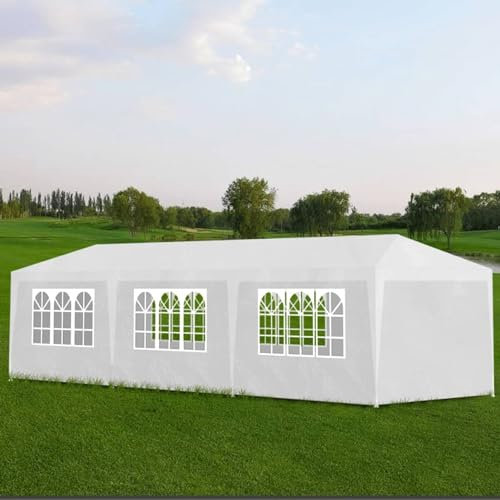 ShGaxin Partyzelt, Festzelt, Pavillion, Bierzelt, Garten Party Zelt, Gartenzelt, Grillpavillon, 3x9 m Weiß