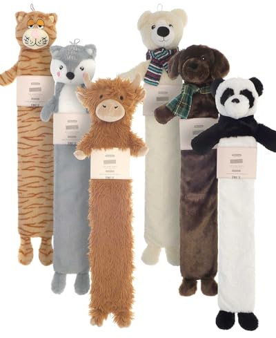 Hot Water Bottle Long with Cover 2 Litre - Fluffy Faux Fur Fleece Cover Durable Winter Warm - Natural Rubber- Pain Relief Therapy Waist & Neck Hot Water Bottle Adults and Kids (Dog)