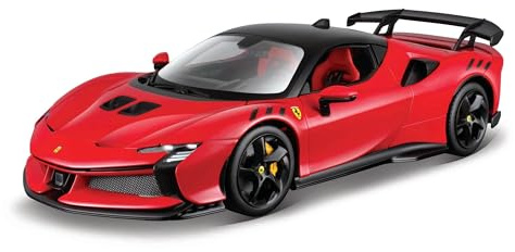 Bburago FERRARI RACE AND PLAY SF90 STRADALE AESSETTO FIORANO - 1:24 Scale - Incredibly Detailed Die-Cast Replica Collectible Race Car Model, Yellow