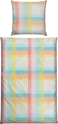 REDBEST Seersucker Bettwäsche Mix & Match Karo bunt Größe 80x80 cm / 135x200 cm - sommerlich leicht, pflegeleicht, bügelfrei, mit Reißverschluss