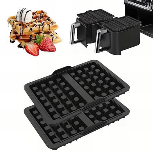 Lot de 2 inserts gaufrés belges pour friteuse à air chaud, accessoires pour Ninja AF400EU, AF451EU, SL400EU, AF500DE, empilables, gaufres Airfryer - Moule en silicone réutilisable