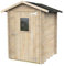 Gartenhaus Bh19 Hobby 146x146 aus unbehandeltem Fichtenholz 19 mm mit Einzeltür und Fenster, OSB3-Dach und -Boden, einfacher Aufbau, Autoklavbehandlung, PEFC-Zertifiziert